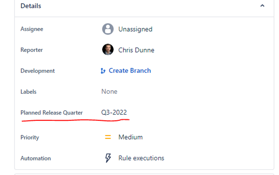 Issue View with Quarter Field