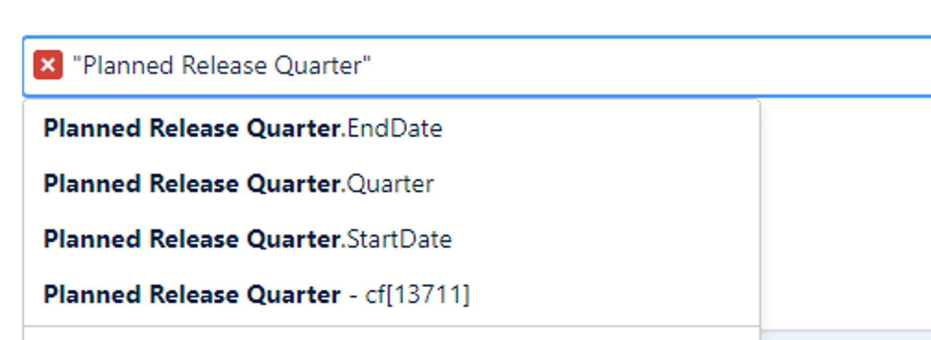 Quarter Field JQL Options