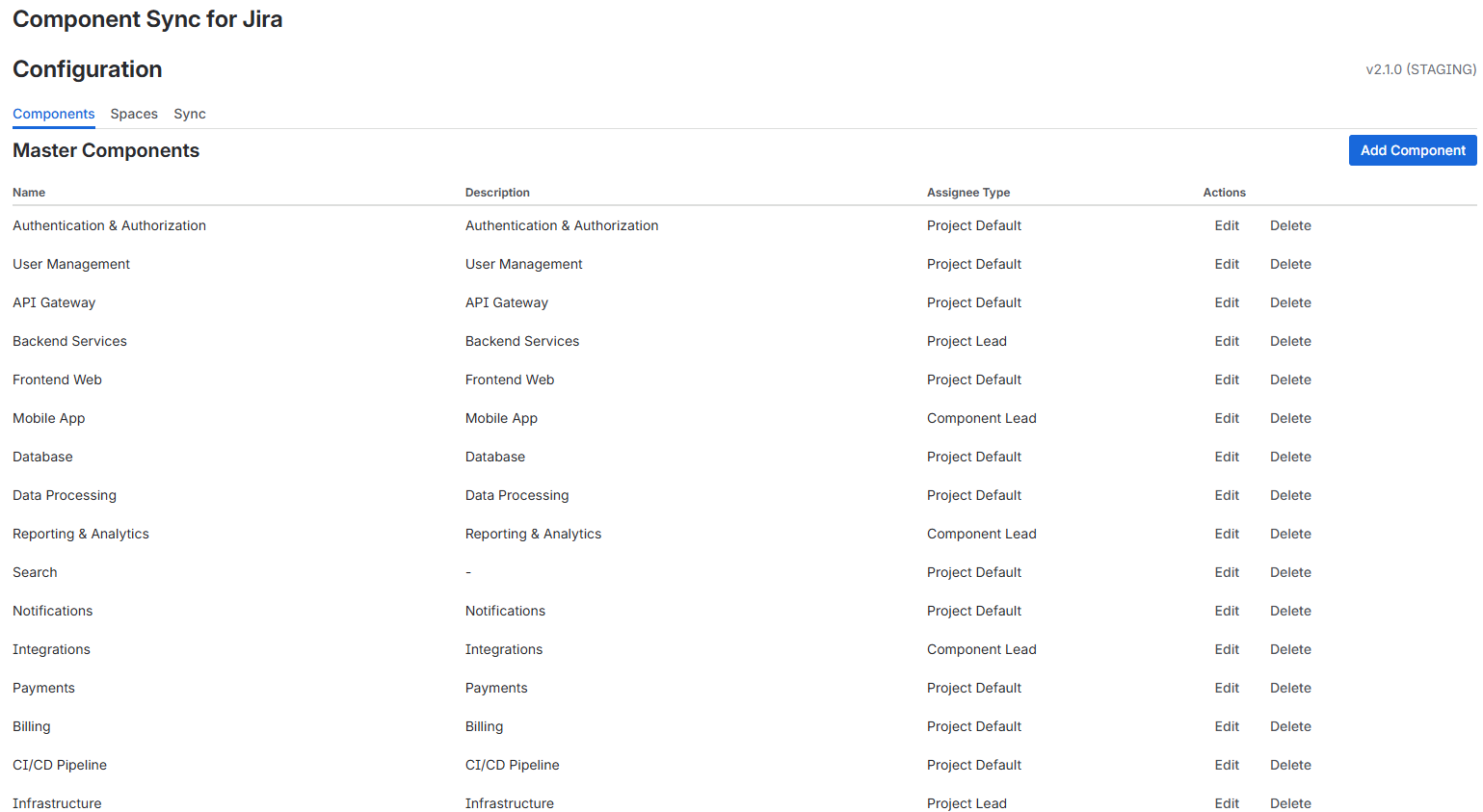 Component Sync Admin UI