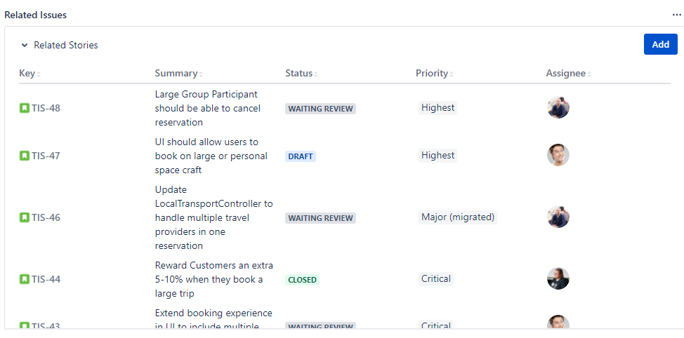 Related Issues Panel Display